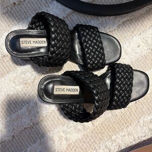 Steve Madden Black Woven Women's Sandals